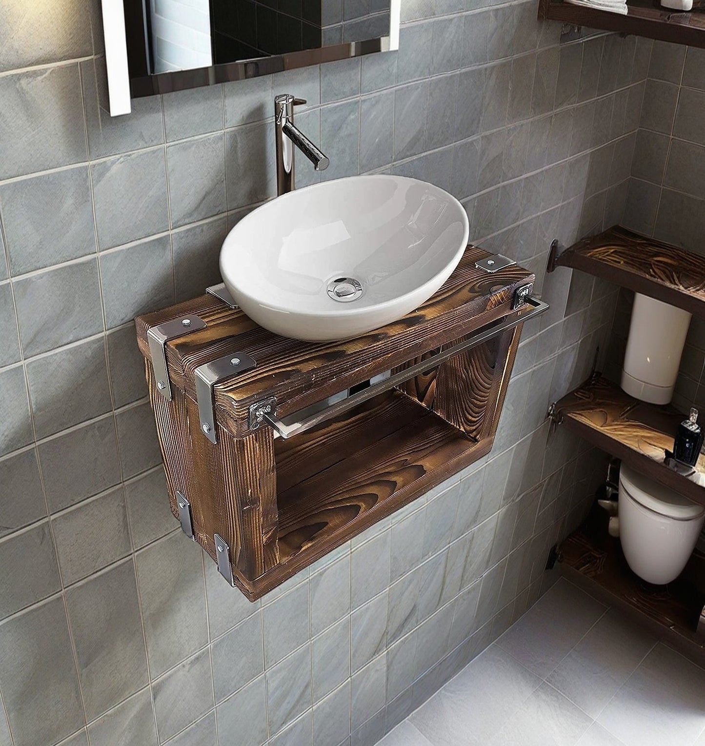 CHYRKA® BORYSLAW washbasin cabinet bathroom wall cabinet cabinet metal wood loft handmade