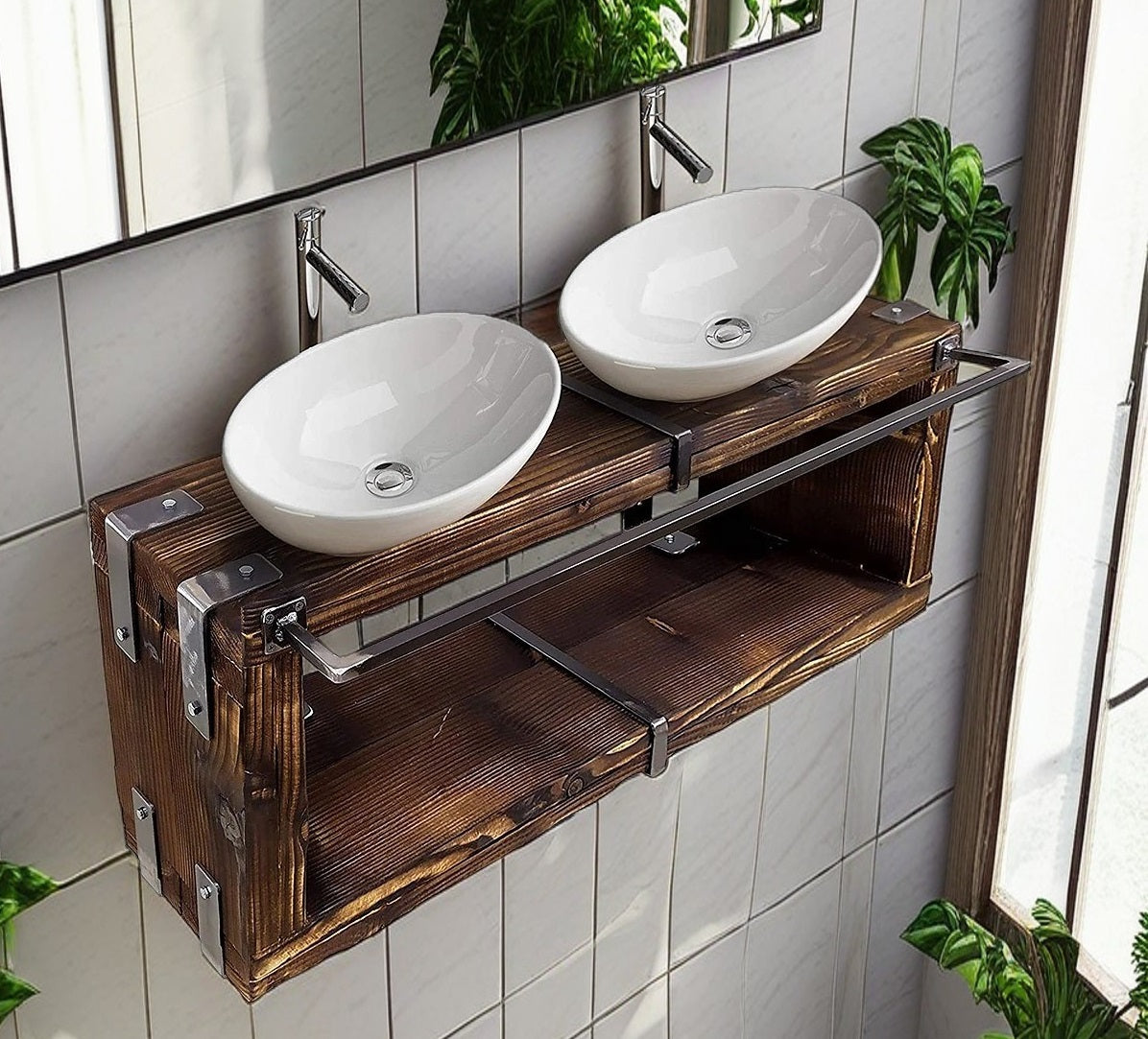 CHYRKA® BORYSLAW washbasin cabinet bathroom wall cabinet cabinet metal wood loft handmade