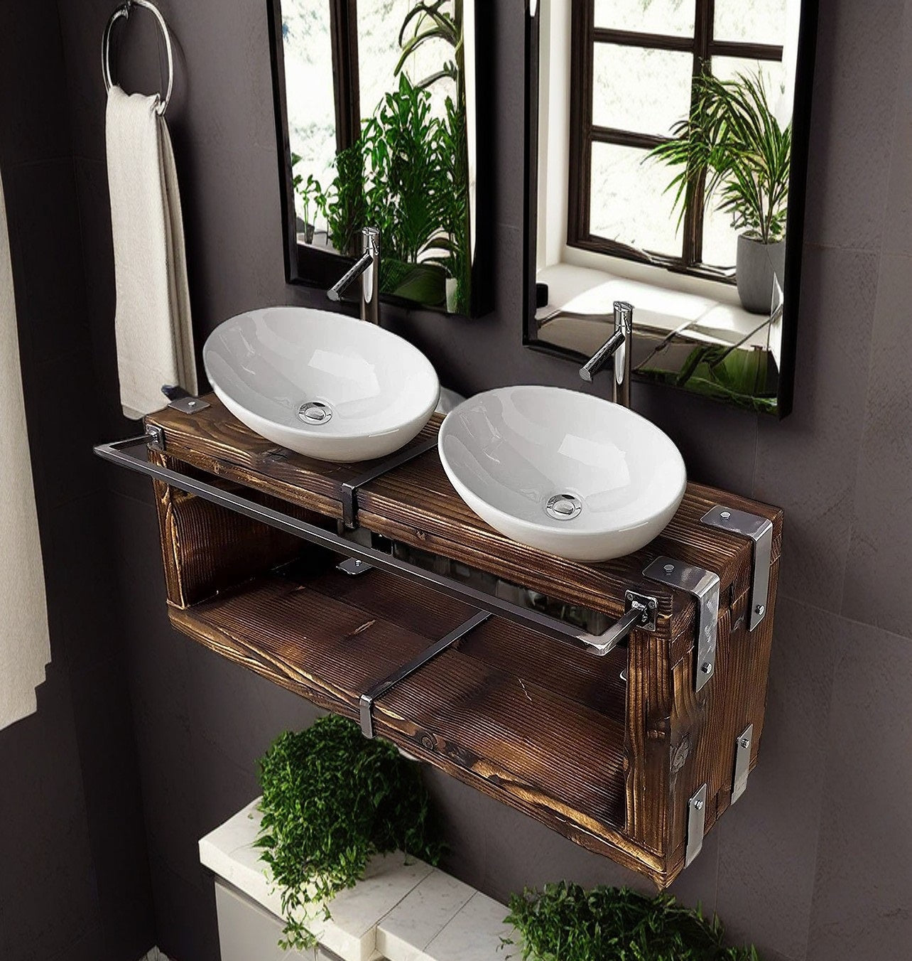 CHYRKA® BORYSLAW washbasin cabinet bathroom wall cabinet cabinet metal wood loft handmade