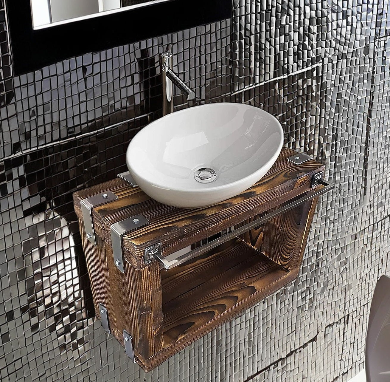 CHYRKA® BORYSLAW washbasin cabinet bathroom wall cabinet cabinet metal wood loft handmade