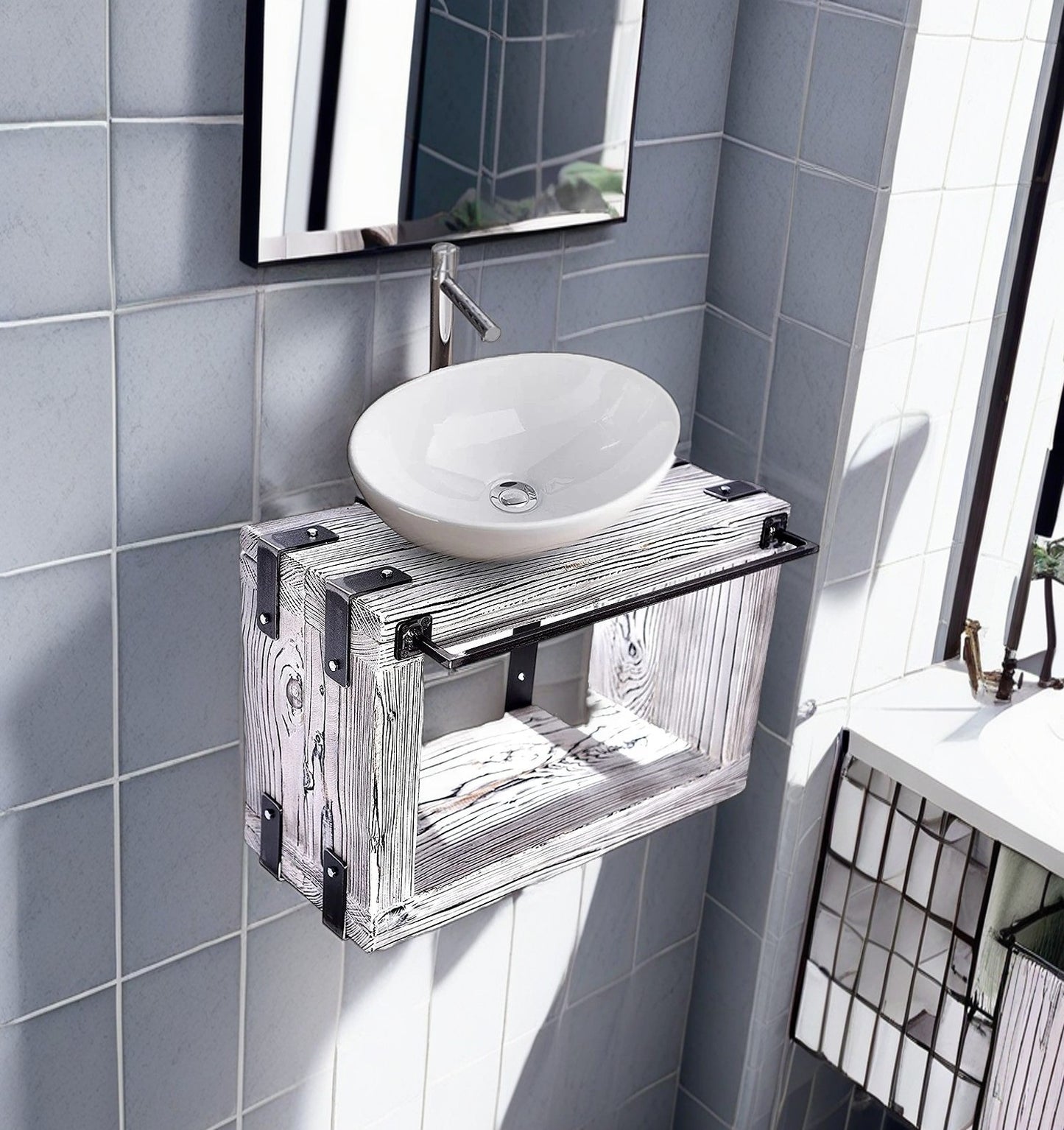 CHYRKA® BORYSLAW washbasin cabinet bathroom wall cabinet cabinet metal wood loft handmade