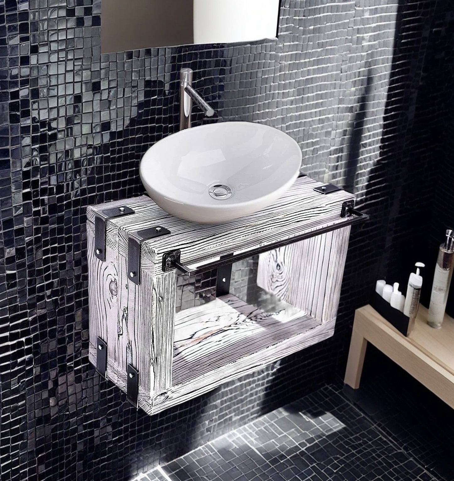 CHYRKA® BORYSLAW washbasin cabinet bathroom wall cabinet cabinet metal wood loft handmade