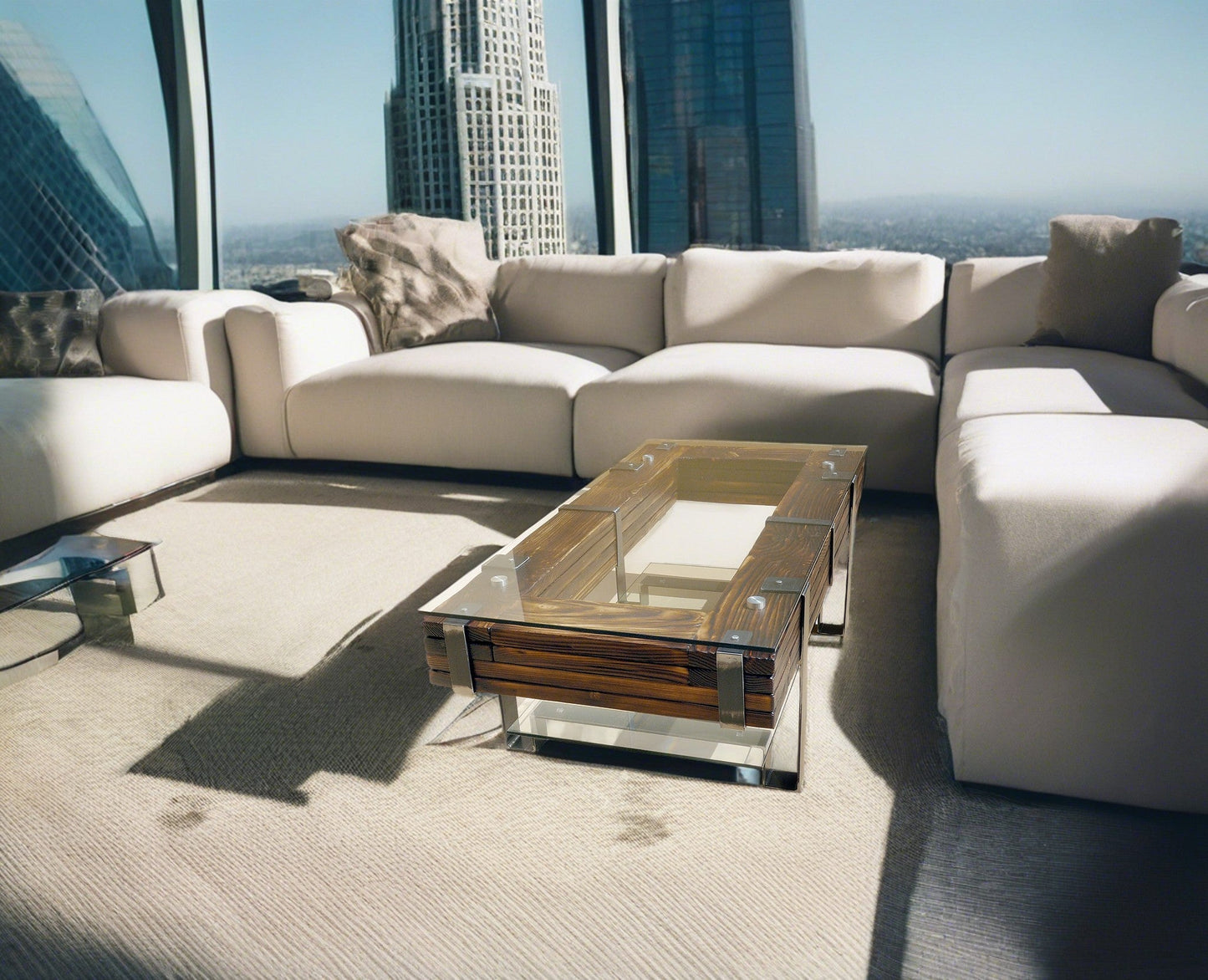 CHYRKA® Coffee table LL living room table LEMBERG Handmade wood glass metal