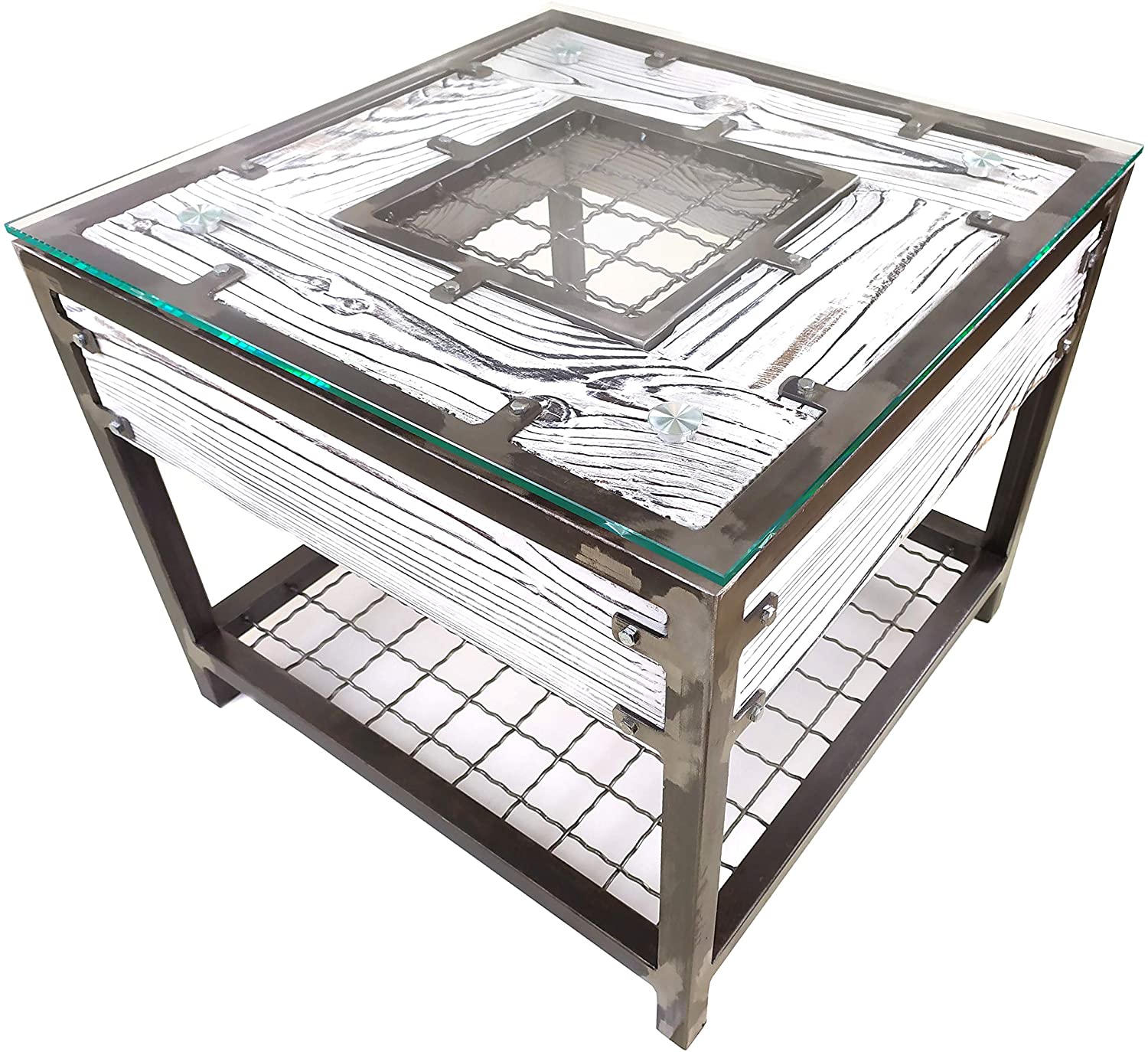 CHYRKA® Couchtisch HALICZ Wohnzimmertisch LH Loft Vintage Bar IndustrieDesign Handmade Holz Glas Metall