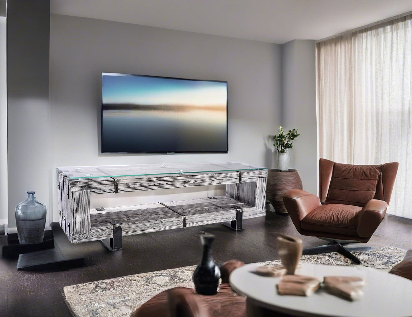CHYRKA® Wooden TV cabinet TV Board (120-160-200 cm) BORYSLAW TV cabinet TV table