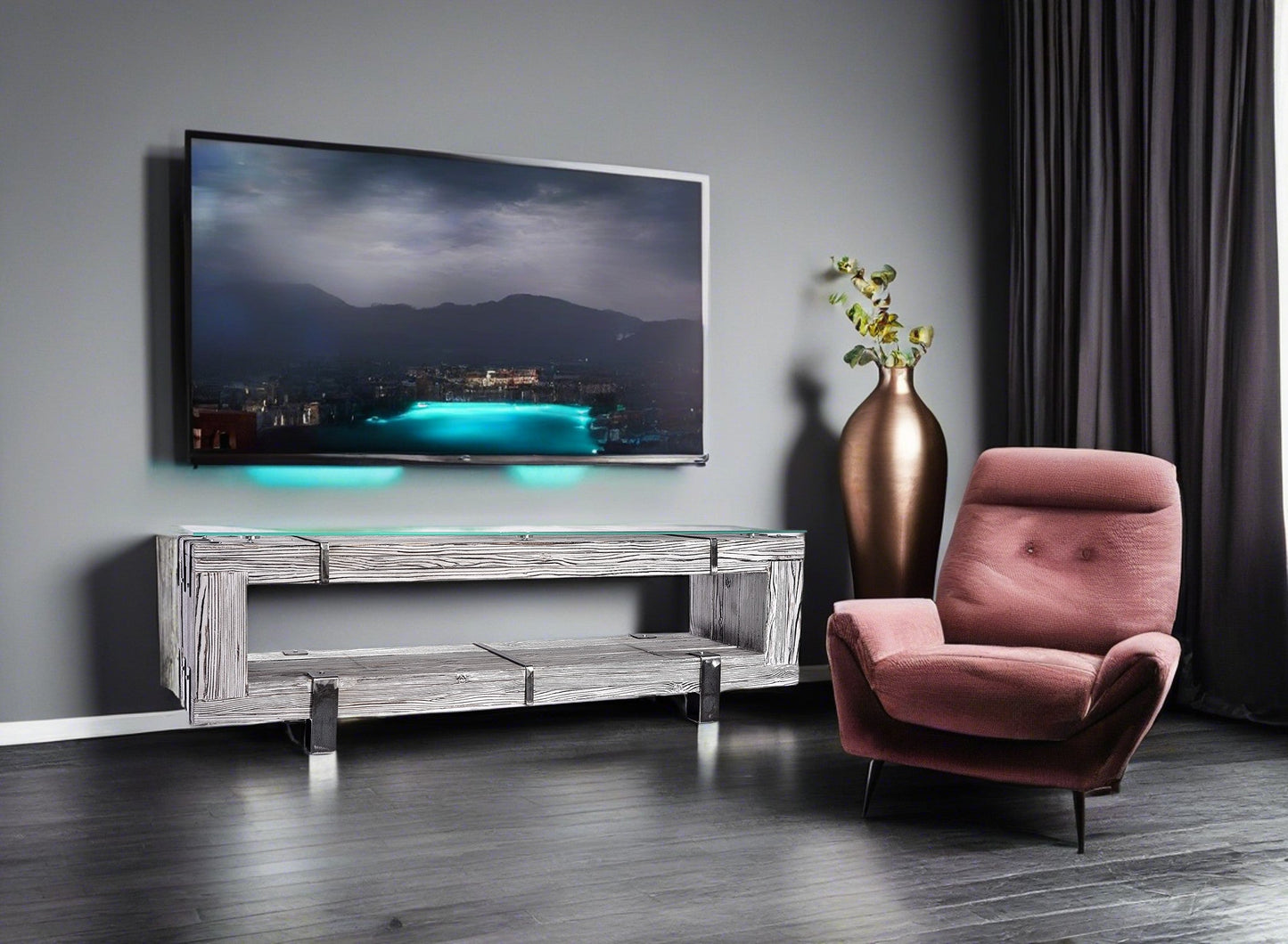 CHYRKA® Szafka pod telewizor z drewna TV Board (120-160-200 cm) BORYSLAW Szafka RTV Stolik RTV