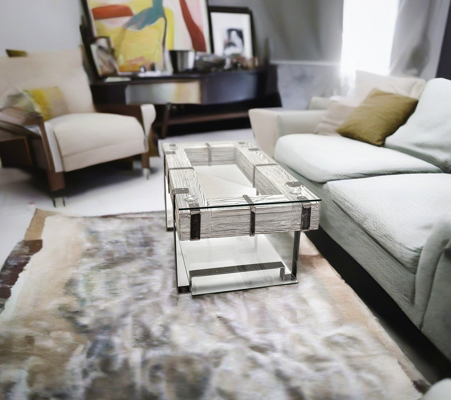 CHYRKA® Coffee table LL living room table LEMBERG Handmade wood glass metal