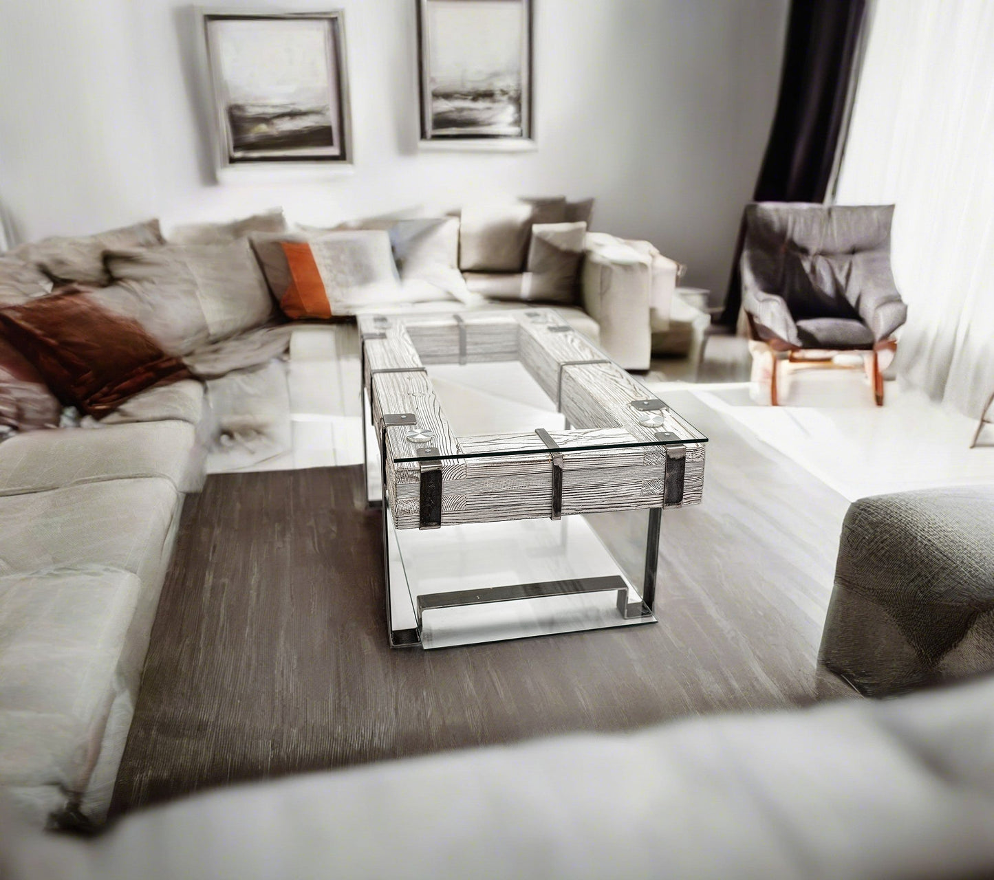 CHYRKA® Coffee table LL living room table LEMBERG Handmade wood glass metal