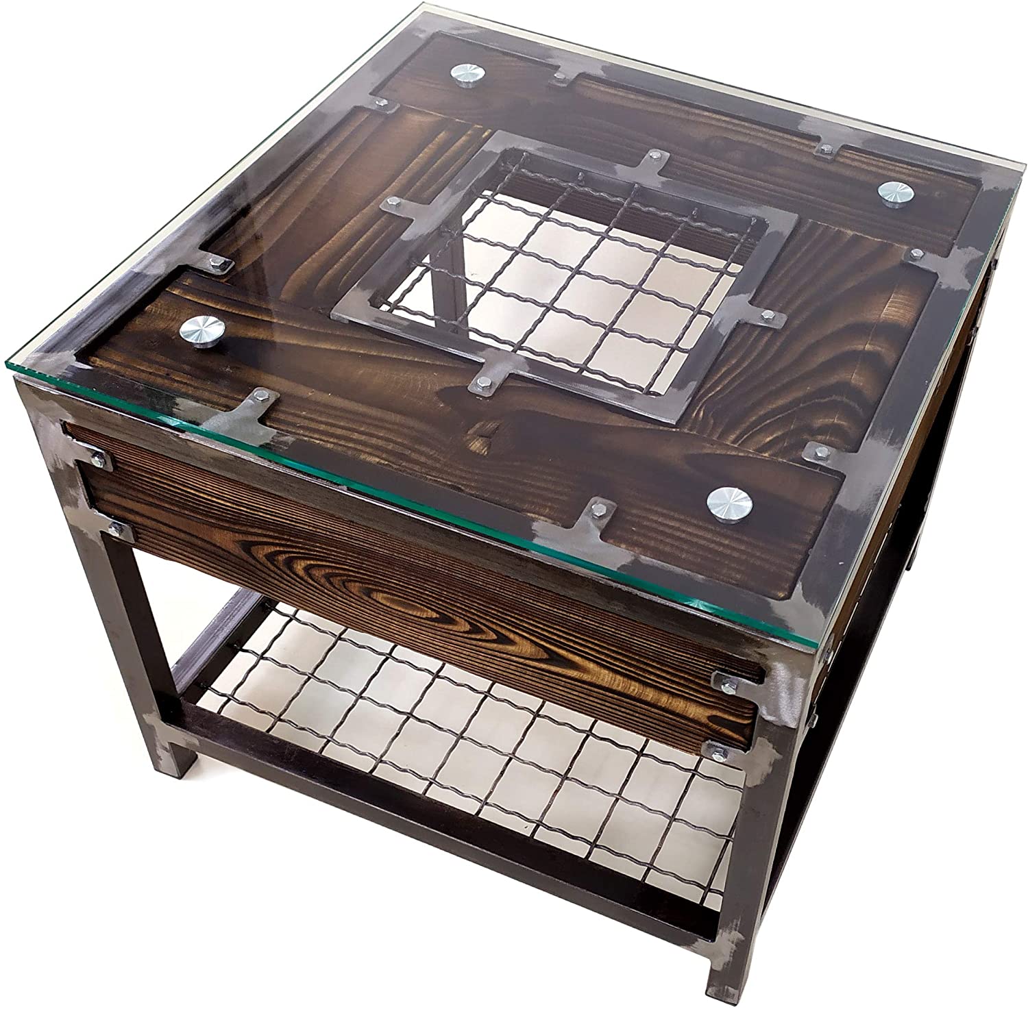 CHYRKA® Couchtisch HALICZ Wohnzimmertisch LH Loft Vintage Bar IndustrieDesign Handmade Holz Glas Metall