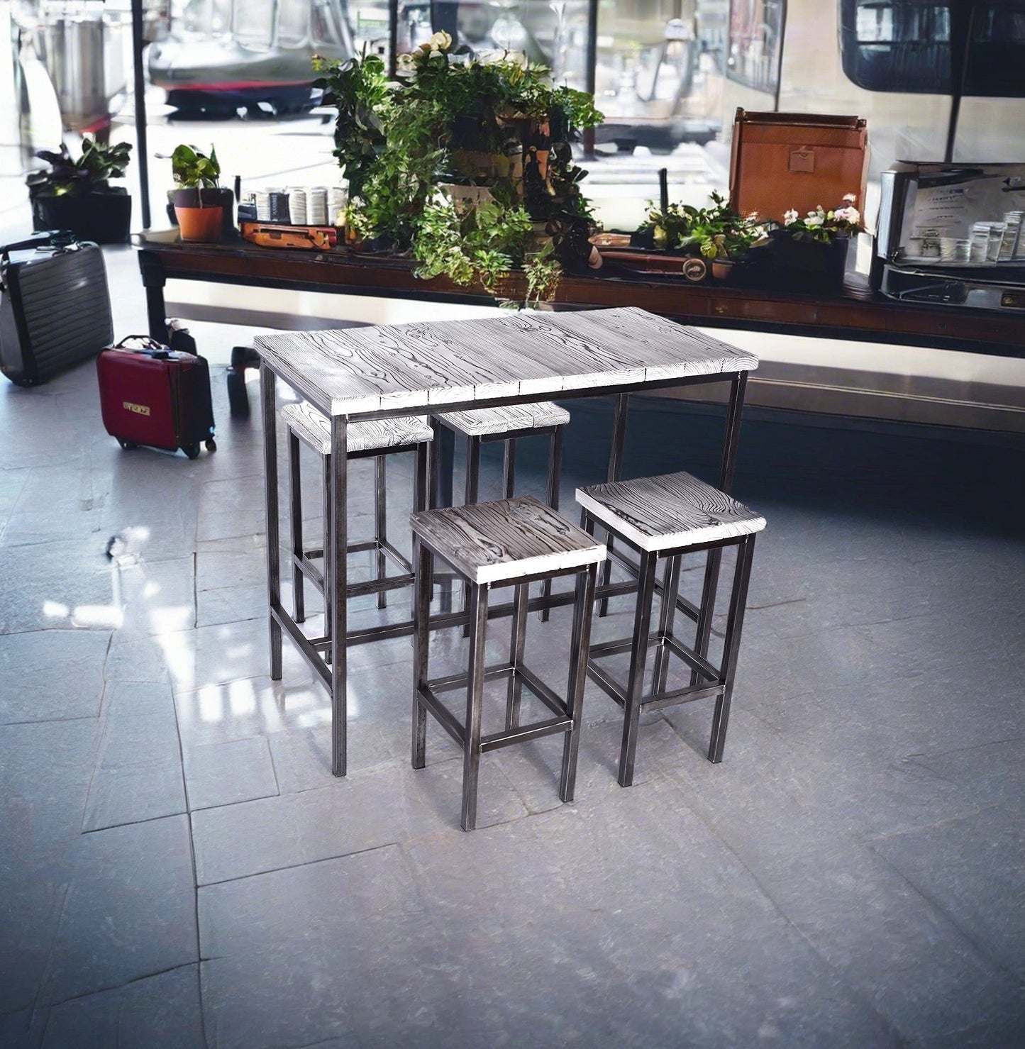 CHYRKA® Stół barowy LS stołek barowy SAMBOR meble barowe drewno metal