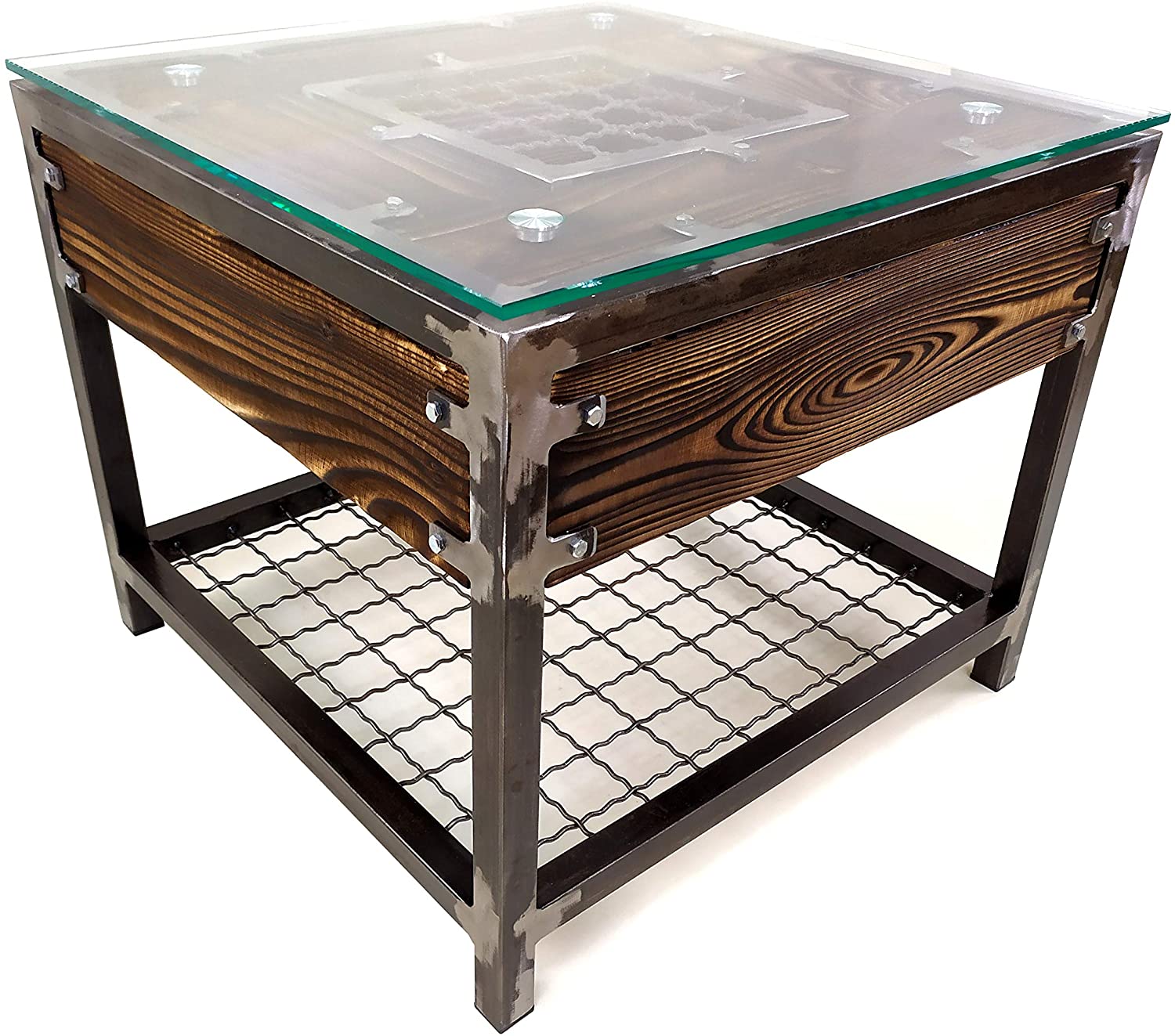 CHYRKA® Couchtisch HALICZ Wohnzimmertisch LH Loft Vintage Bar IndustrieDesign Handmade Holz Glas Metall