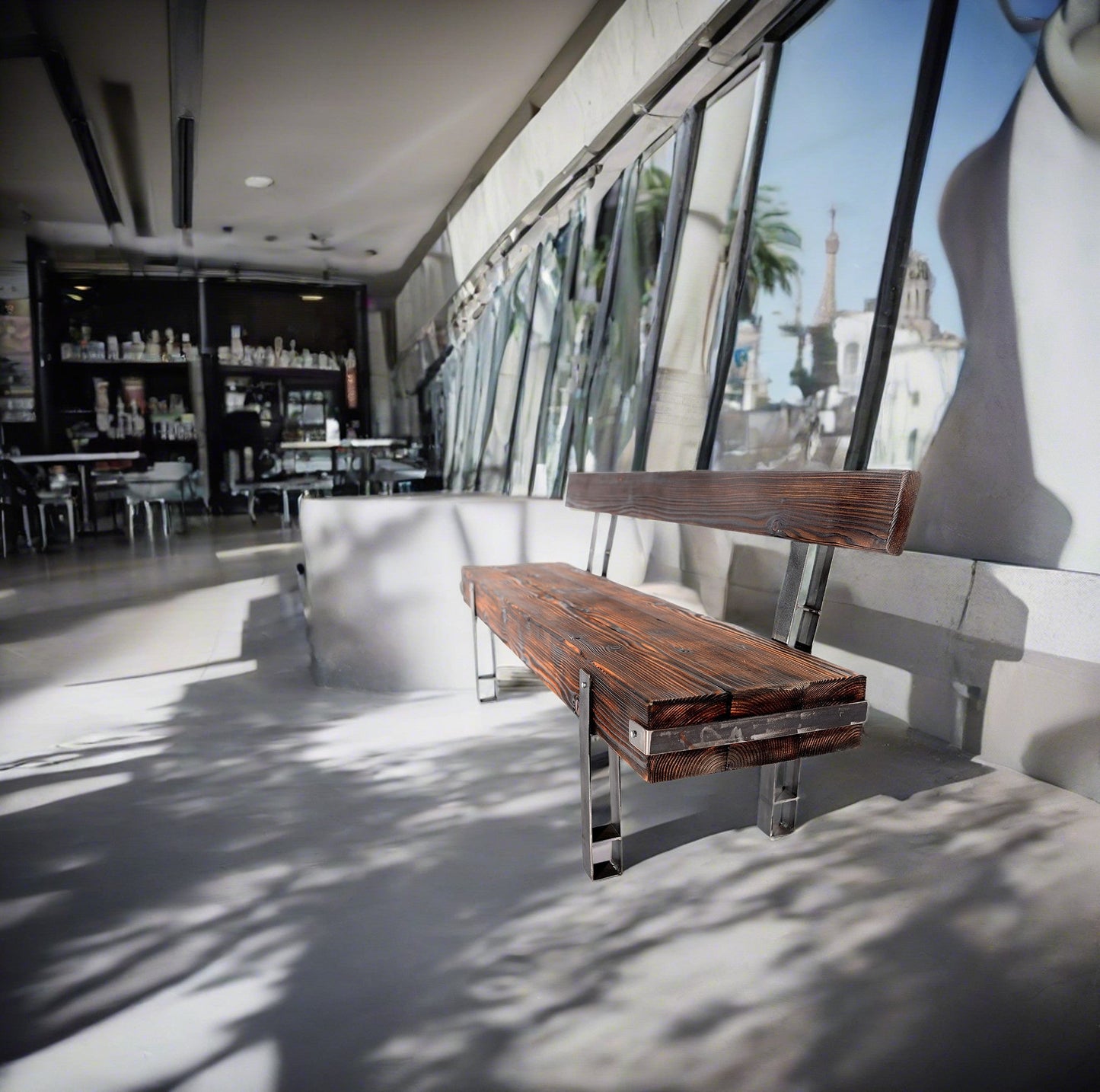 CHYRKA® Bank Sitzbank Massiv-Holz Brody+ Loft Vintage Bar Industrie Design Handmade Holz Metall