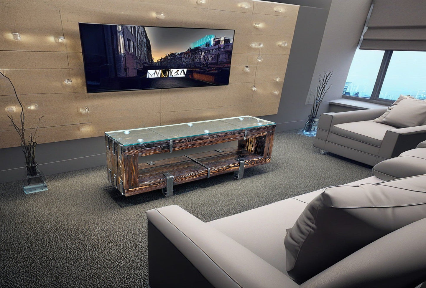 CHYRKA® Wooden TV cabinet TV Board (120-160-200 cm) BORYSLAW TV cabinet TV table