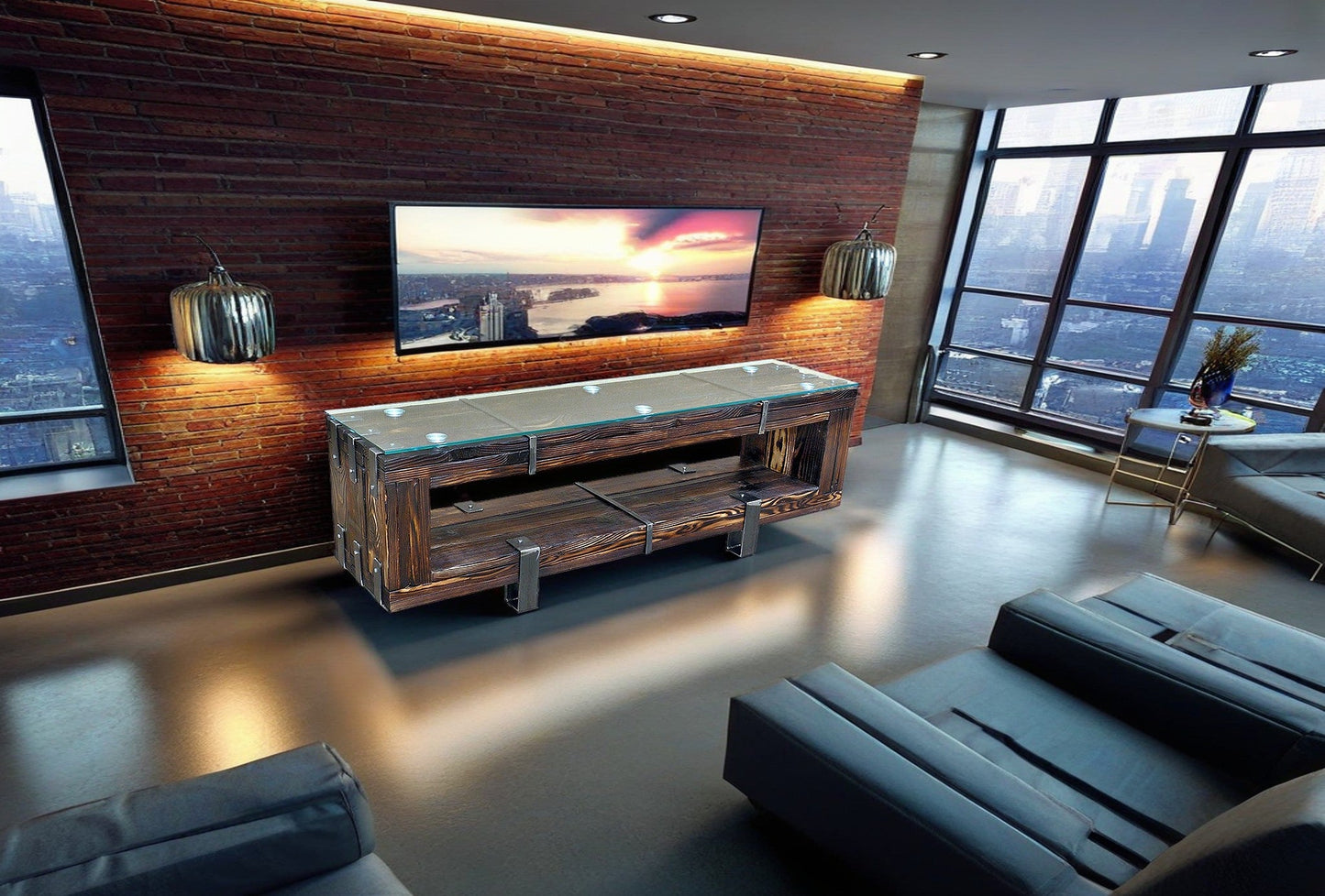 CHYRKA® Wooden TV cabinet TV Board (120-160-200 cm) BORYSLAW TV cabinet TV table